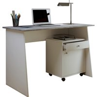 VCM Schreibtisch Computertisch Arbeitstisch Büromöbel PC Laptop Tisch Möbel Weiß/Beton-optik 74x110x50 cm "Masola Maxi"