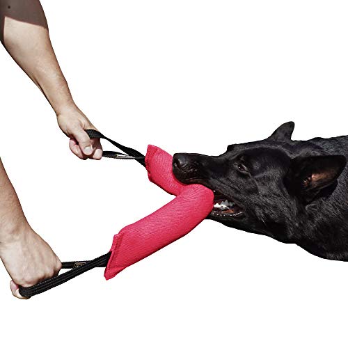 Dingo Gear Baumwolle-Nylon Beißwurst für Hundetraining K9 IGP IPO Obiedence Schutzhund Hundesport (45 x 8 cm, 2 Griffen, Rosa)