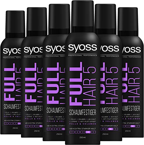 Syoss Full Hair 5 Schaumfestiger, Haltegrad 4, extra stark, 6er Pack (6 x 250 ml)