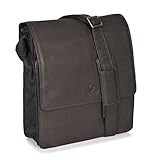 DONBOLSO Messenger Bag New York | Handtasche, Laptoptasche aus Leder | Aktentasche für Männer und Frauen | Businesstasche Größe L und M - 32x30x14 cm - Schwarz