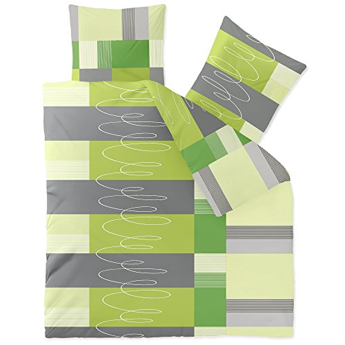 CelinaTex Style Bettwäsche 200 x 200 cm 3teilig Mikrofaser Bettbezug Ellen Streifen Wellen grün grau