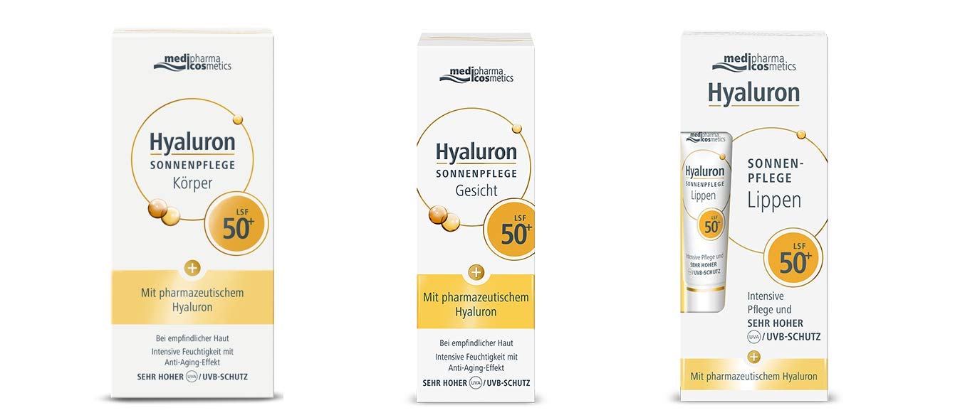 Hyaluron Sonnenpflege für Körper/Gesicht/Lippen LSF 50+