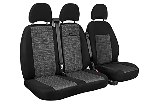 ERJOT Prime KAPER Maßgefertigte Bus (Fahrersitz + 2er Beifahrersitzbank) kompatibel mit Ford Transit VIII Autositzbezüge Sitzbezüge