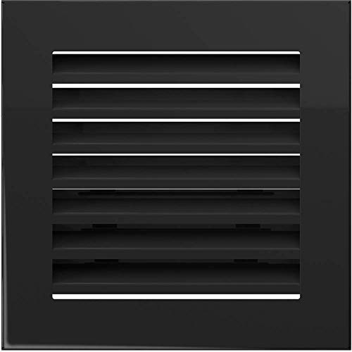 KRATKI Lüftungsgitter FRESH | 17 x 17 cm | Schwarz | Warmluftgitter mit Lamellen aus Stahl | Abluftgitter für Kamin Belüftung | Für jede Art von Innenraum