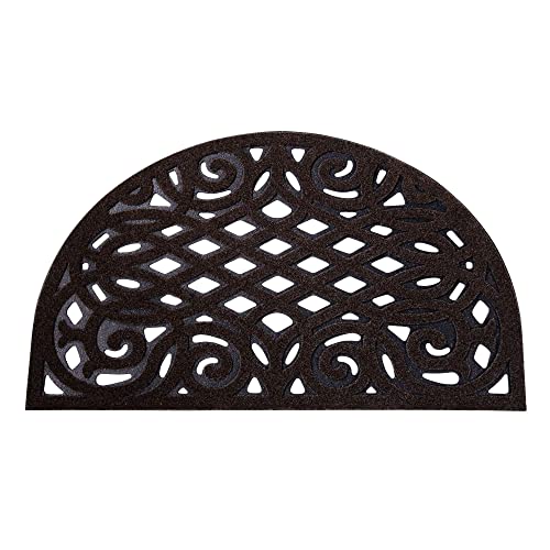 Nicoman Dekorative Fußmatte für den Außenbereich, strapazierfähig, schmutzabweisend, rutschfest, Gummi, Halbmond, 75 x 44 cm, Schokoladenbraun