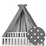 Sugarapple Himmel für Babybetten, Kinderbetten quer verwendbar, grau mit weißen Punkten, 100% Öko-Tex Baumwolle, 280x170 cm