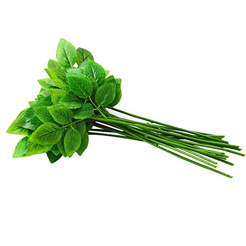 Seika Künstliche grüne Blätter, Rosenstiele, Kunststoff, naturgetreu, 50 Stück