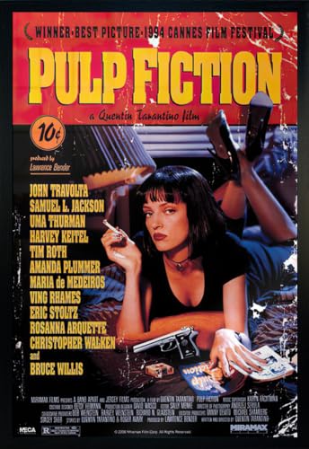 Close Up Pulp Fiction - Gerahmtes Poster (Hauptmotiv) (Uma Thurman auf Bett) (Größe: 61 x 91,5cm)