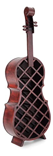 Stagecaptain Stradivino Weinregal für 21 Flaschen - Weinständer aus Holz in Wurzelholz-Optik - Handgemachtes Cello Flaschenregal - Flaschenständer in Höhe 135 cm - Vintage Weinflaschenhalter