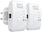7links WiFi Extender: 2er-Set Mini-WLAN-Repeater mit WPS-Taste, 300 Mbit/s, 2,4 GHz & LAN (WLAN Verstärkung, Kleiner WLAN-Repeater, Geräteanschluss)