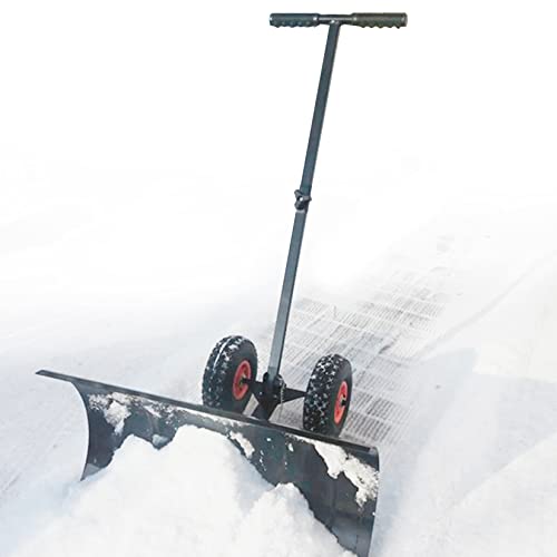 Schneeschaufeln, Schneeschieber für die Schneeräumung, Verstellbarer Schneeschieber mit Rädern, robuste rollende Schneepflugschaufeln mit 29-Zoll-Schild, effizientes Schneepflug-Schneeräumwe