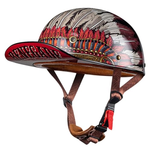 Motorradhelm Halbschalenhelm Retro Jethelm Baseball Cap DOT/ECE-Zugelassener Vintage Motorrad Jet-Helm Roller-Helm Für Männer Frauen Offenem Helm Halbhelme 10,XL:61-62CM