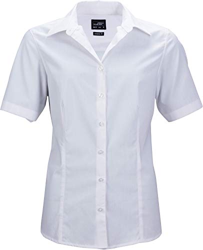 James & Nicholson Damen Ladies' Business Shirt Shortsleeve Bluse, Weiß (White), 36 (Herstellergröße: M)