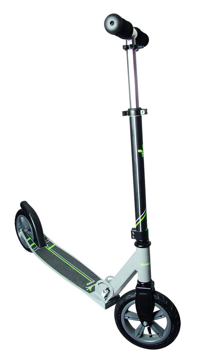 muuwmi Aluminium Scooter AIR – Tretroller, 205 mm, ABEC 7, für Kinder und Erwachsene, GS geprüft, höhenverstellbar, anthrazit