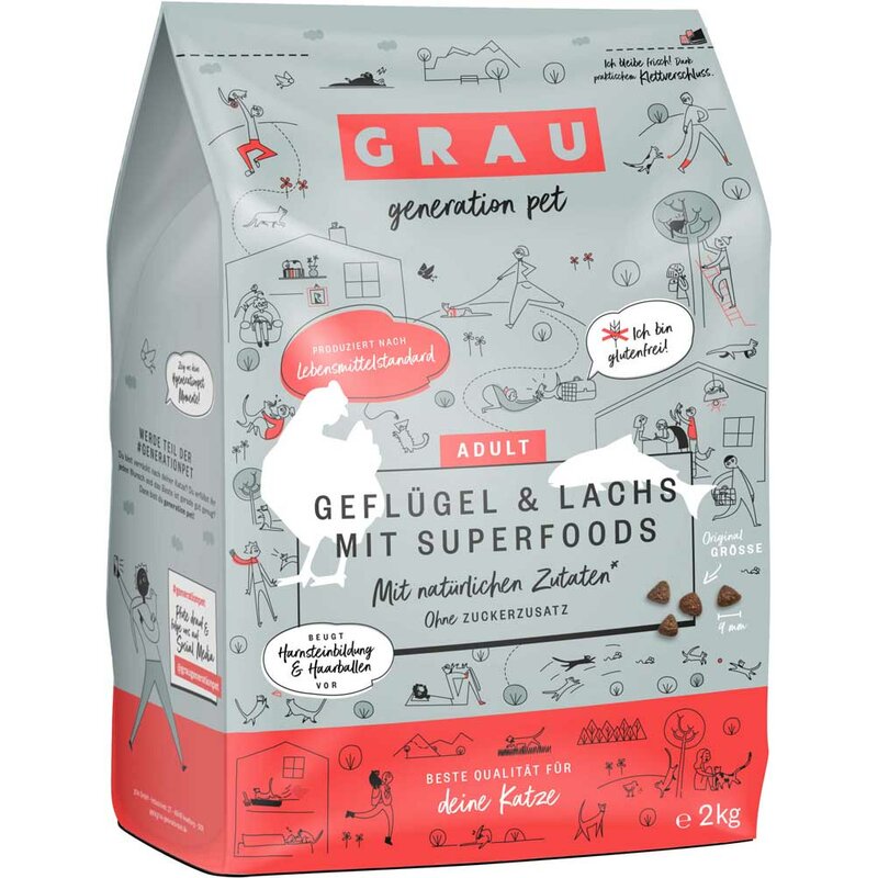 GRAU Geflügel & Lachs mit Superfoods - 2 x 2 kg