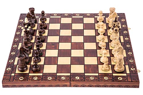 Square - Schach Schachspiel - AMBASADOR LUX - 52 x 52 cm - Schachfiguren & Schachbrett aus Holz