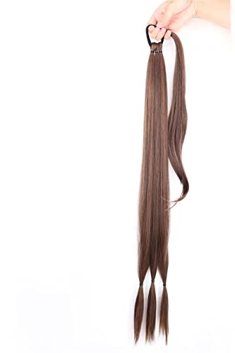 Pferdeschwanz-Verlängerung 34-Zoll-synthetische geflochtene Pferdeschwanz-Haarteile mit elastischem Gummiband, hitzebeständige Hochtemperaturfaser, geeignet for Frauen Haarteil für Frauen (Color : 2-