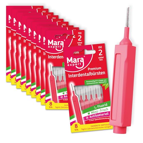 Interdentalbürsten ISO 2 - Zahnzwischenraumbürsten zur Zahnreinigung Zwischenräume - Dentalbürsten Zahnpflege - Interdentalbürsten - Bürsten für Zahnzwischenräume - Interdentalbürste von MARA EXPERT (ISO 2, 10)