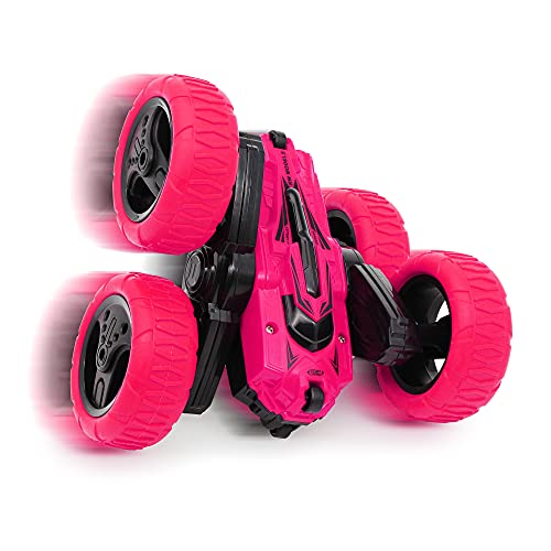 CMJ RC Autos 360 Spin Attack Stunt RC Car Elektrisches Rennstuntauto, Doppelseitige 360° Drehung RC 4WD High Speed Off Road Spielzeug (Pink)