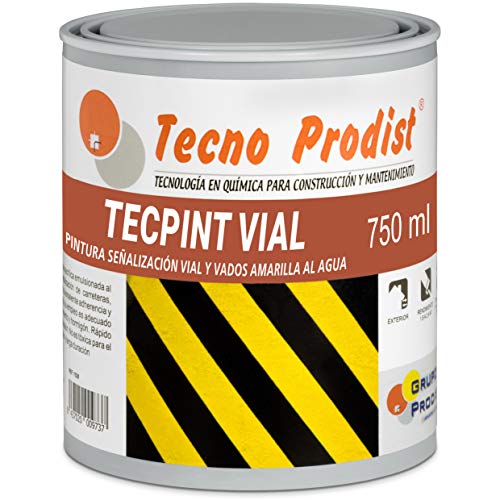 TECPINT VIAL by Tecno Prodist - (750 ml) Gelb - Wasserfarbe für Straßenmarkierung, speziell für Fahrten, schnell trocknend, ungiftig. Striping Paint. Markierfarbe
