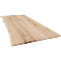 Tischplatte Eiche massiv mit natürlicher Kante 100 x 100 x 2,6 cm
