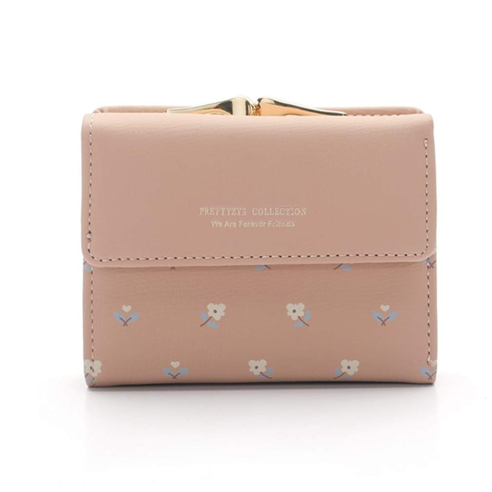 Premium Portemonnaie Damen Leder Geldschein Klammer Mini Münze Portmonee Kartenfächer Dreifachgefaltete Geldbörse Kleine Clutch Handtasche