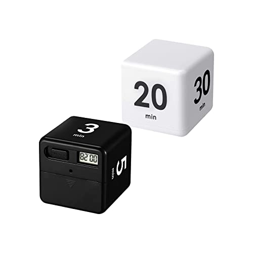 Qeunrtiy 2 Stück Cube Timer Schwerkraftsensor Flip Timer für Zeit- und Kontoverwaltung Rücklauf 1-3-5-10,15-20-30-60 Minuten