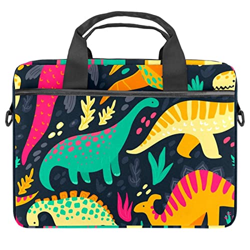 Dinosaurier dunkle Farbe Laptop Schulter Messenger Bag Crossbody Aktentasche Messenger Sleeve für 13 13,3 14,5 Zoll Laptop Tablet Protect Tote Bag Case, mehrfarbig, 11x14.5x1.2in /28x36.8x3 cm