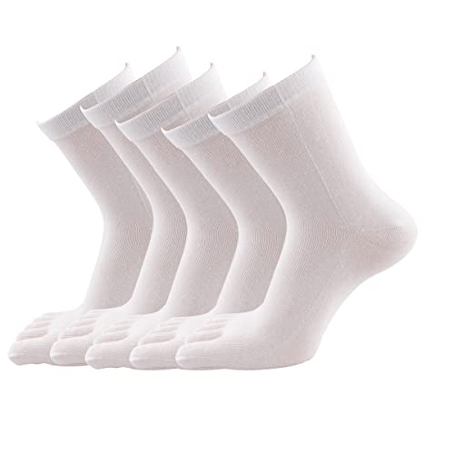 Evedaily Herren Socken Zehensocken Baumwolle Sneakersocken Laufsocken für Herren&Damen,herren Männer Baumwolle Sportsocken Sneaker Socken mit Zehen, 39-43 (Weiß)
