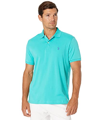 U.S. Polo Assn. Men's Solid Interlock Short-Sleeve Polo Shirt, Pool Green, Large