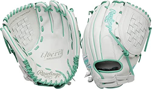 Rawlings Damen Liberty Advanced Color Series Fastpitch Softball-Handschuh, Korbgeflecht, 30,5 cm, Weiß/Mintgrün, 12"