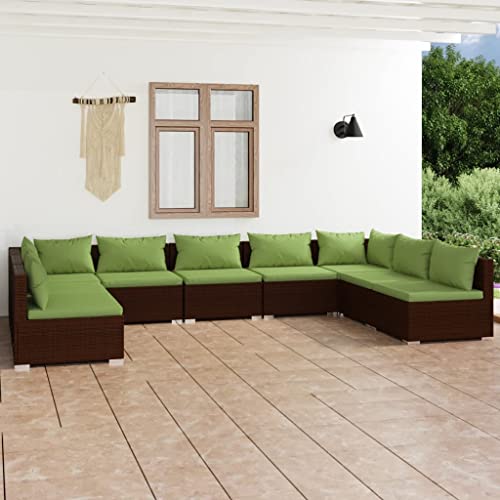 ZQQLVOO Lounge Sessel Terrassenmöbel Terassenmöbel Außen9-tlg. Garten-Lounge-Set mit Kissen Poly Rattan Braun