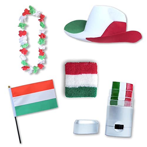 Sonia Originelli Fan-Paket EM Ungarn Hungary Fußball Hut Kette Schminke Schweißband Flagge