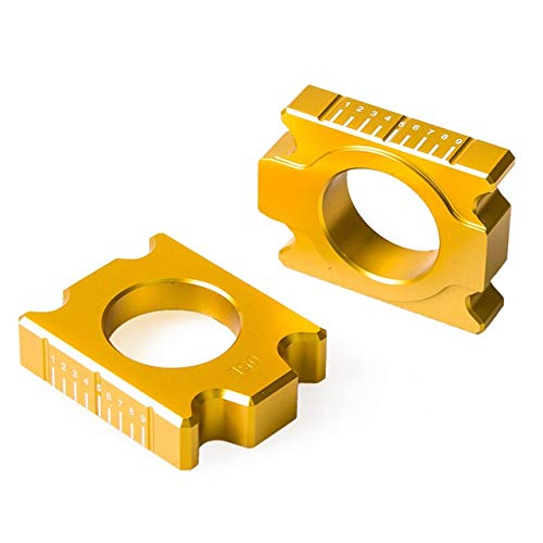 NO-LOGO XFC-BO, Hinterachse Blocks Kettenspanner gepasst for Suzuki RMZ250 RMZ450 RMX450Z 2004-2018 RMZ 250 450 Fit for Kawasaki KX KXF 125 250F 450F KLX450R (Farbe : Gold)
