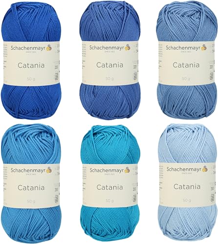 Schachenmayr Catania Wolle Set 4, 6x50g, Blau Mix
