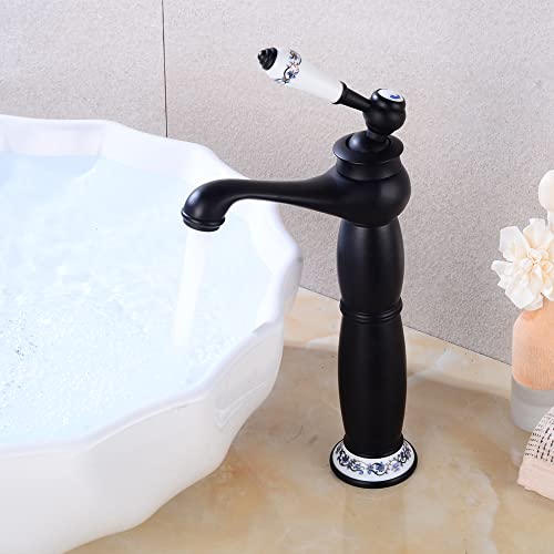 TouSuaRSi Wasserhahn Retro Waschbecken Küche Bad Armatur Mischbatterie mit Schläuche (Schwarz)