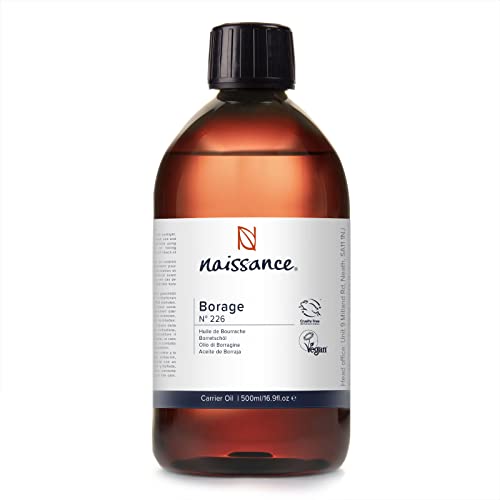 Naissance Borretschöl (Nr. 226) - 500ml - Naturrein, Kaltgepresst Borretsch Öl für Haut, Haare, Körper, Gesicht