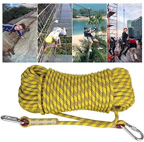 ND-Climbing rope Kletterseil 12mm Durchmesser Hochfestes Seil Sicherungsseil Sehnenkletterseil, Outdoor-Wanderzubehör, Rettungsleine für den Haushalt (Color : Yellow, Size : 30m)