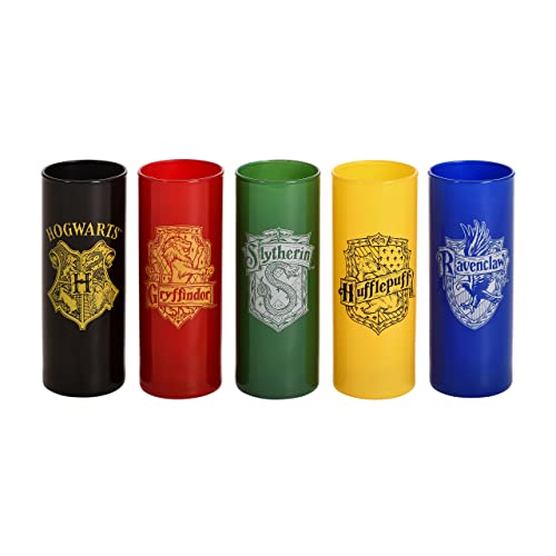 Elbenwald Harry Potter Gläserset Hogwarts Häuser Wappen 5-teilig Mehrfarbig 16 cm hoch 300 ml