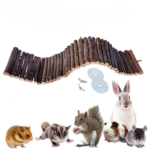 Holzleiter für Hamster, Rennmäuse, Maus, Käfig, mit biegbarer Lebensbrücke, Spielzeug für Hamster, Klettern, Übungen, Kauen