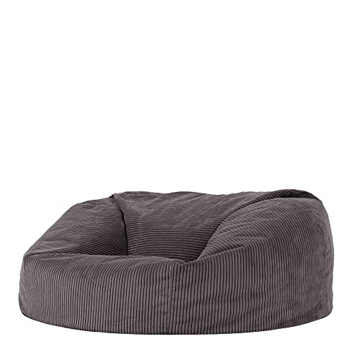 Icon Sitzsack in Sofaform „Soul“, Anthrazitgrau, Riesige 2-Sitzer Sitzsäcke für das Wohnzimmer, Extra groß, Jumbo-Cord