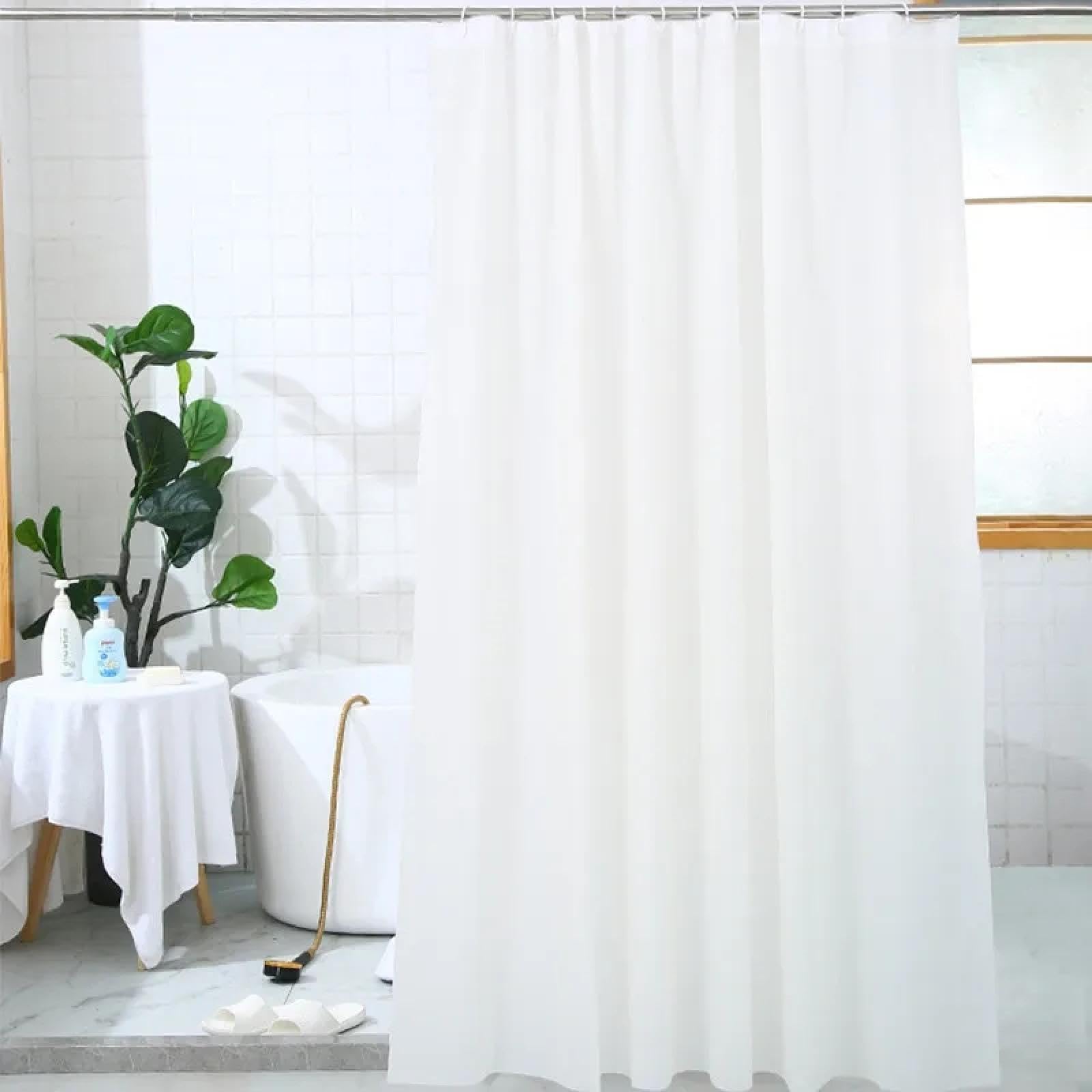 Rumlly Wasserdichter Duschvorhang, Badezimmer-Duschvorhänge, weiß, einfarbig, Badvorhänge für Hotel-Badezimmer, Badewannen-Dekoration, 120 x 190 cm