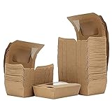 Qffq Kraftpapier Lunchbox, 50 Stücke Kraftkarton Snackboxen, Take Away Box, mit Fenster, Öl und Wasserdicht, für Sandwich, Käsekuchen, Burger (500ml/17oz)
