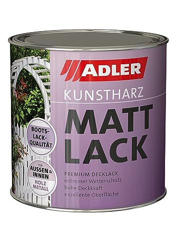 ADLER Kunstharz Mattlack Blau, RAL5010 Enzianblau 750 ml - Lack matt, geruchsarm gute Wetterbeständigkeit und hohe Deckkraft - Kunstharzlack in Bootslack Qualität