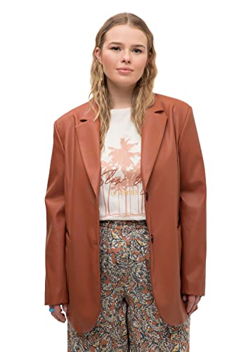 Grosse Grössen Fake-Lederblazer, Damen, braun, Größe: 50/52, Polyester/Synthetische Fasern, Studio Untold