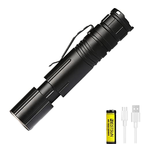 Wiederaufladbare XHP50 LED Taschenlampe, 6000 High Lumen Tactical XHP50 LED Taschenlampe Handheld LED Lampe mit 4 Modi, Wasserdichte Zoomable Taschenlampe für den täglichen Gebrauch, Notfall, Wandern