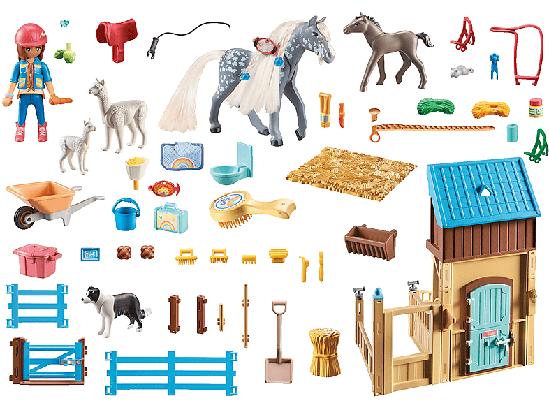 PLAYMOBIL 71353 Amelia & Whisper mit Pferdebox Spielset, Mehrfarbig