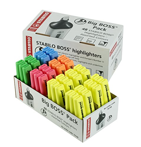 Textmarker - STABILO BOSS ORIGINAL - 48er Pack - mit 5 verschiedenen Farben