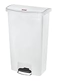 Rubbermaid Commercial Products Slim Jim 1883559 68 Litre Front Step Step-On Resin Wastebasket - White