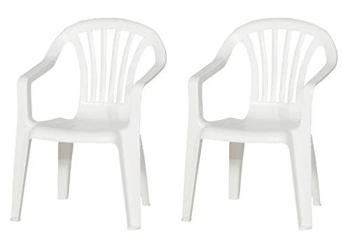 hLine Kinder Gartenstuhl Stapelsessel Sessel Stuhl für Kinder in/Out (2 Stück weiß), 868446